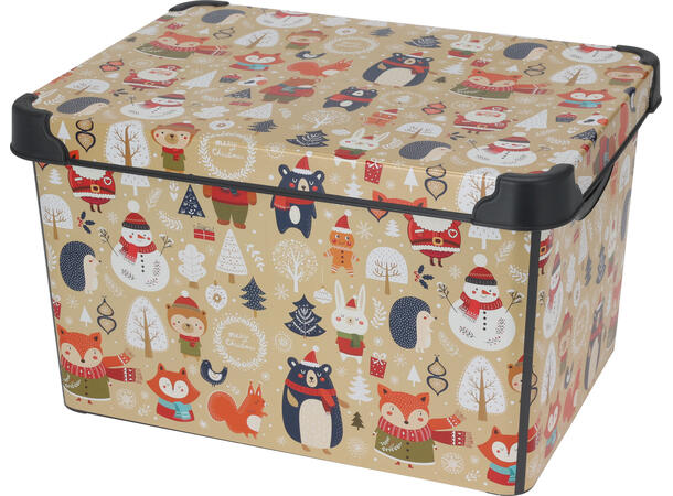 Boks Eske Julemotiv 41x24x30cm 4ass Forpk 12stk Resirkulert PP 22 Liter 