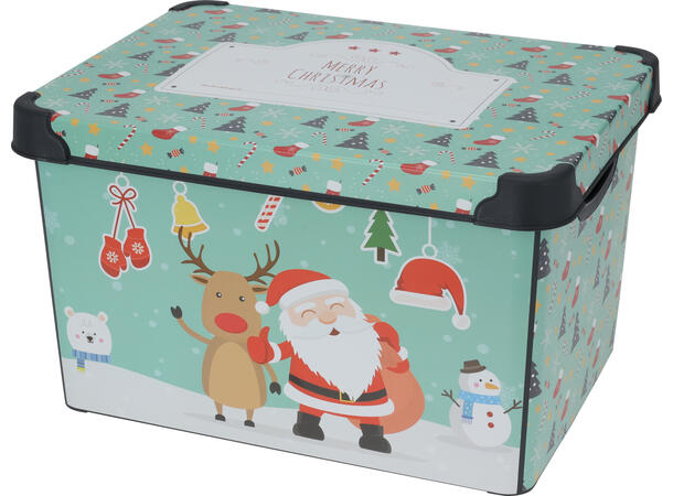 Boks Eske Julemotiv 41x24x30cm 4ass Forpk 12stk Resirkulert PP 22 Liter 