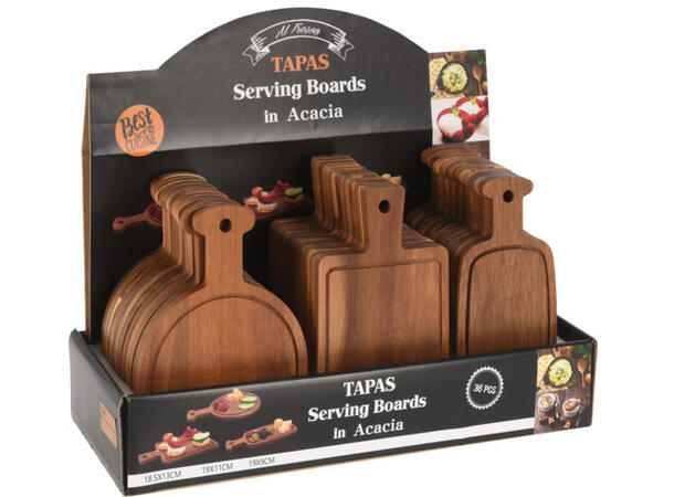 Brett Fat Tapas Ost akasietre 19cm 3ass Display med 36stk 