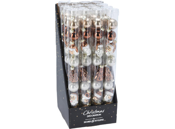 Julepynt 3 figurer 6 kuler Brun 9stk Display 16pk 