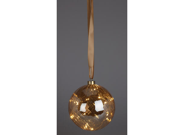 Kule amber glass gullbånd 20 LED D:20cm Batteri: 2xAA ikke inkludert Timer:6/18 