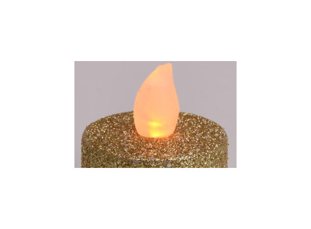LED Telys gull glitter 4cm 6 stk 24sett i display Batteri:1xCR2032 Inkl 