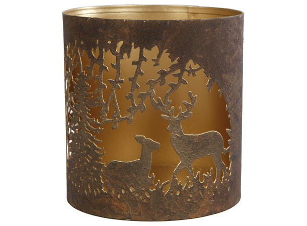 Lyslykt antikk brun metal 9x9x10cmx 