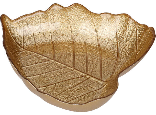 Skål blad glass gull 16x4cm 180g Forpk 20stk 