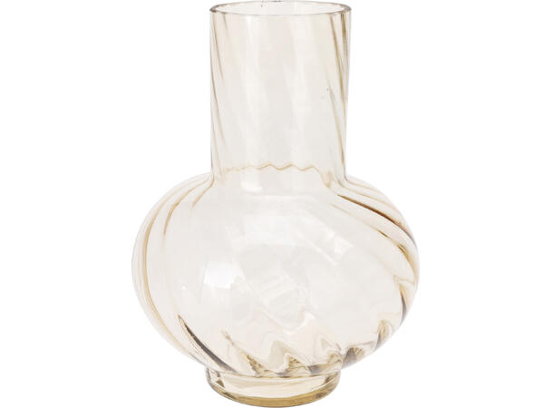 Vase vridd glass rosa/krem 17x23cm 3ass 