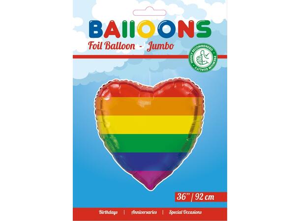 Ballong hjerte XL 90cm Pride Regnbue Pakke:20x15x0.5cm 51gram Helium og luft 