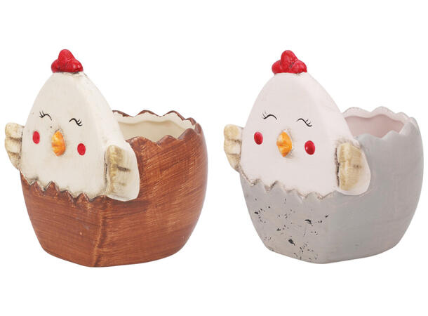 Blomsterpotte kylling terracotta 2ass 12stk i display Vekt:180gr 8,5x7,5x10cm 