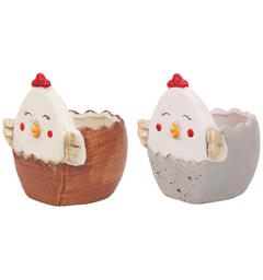 Blomsterpotte kylling terracotta 2ass Display 12stk Vekt 180gr 8,5x7,5x10cm