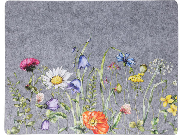 Dekkebrikke filt blomstret 45x35cm 2ass 