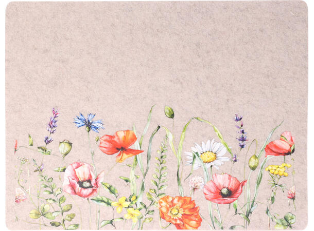 Dekkebrikke filt blomstret 45x35cm 2ass 