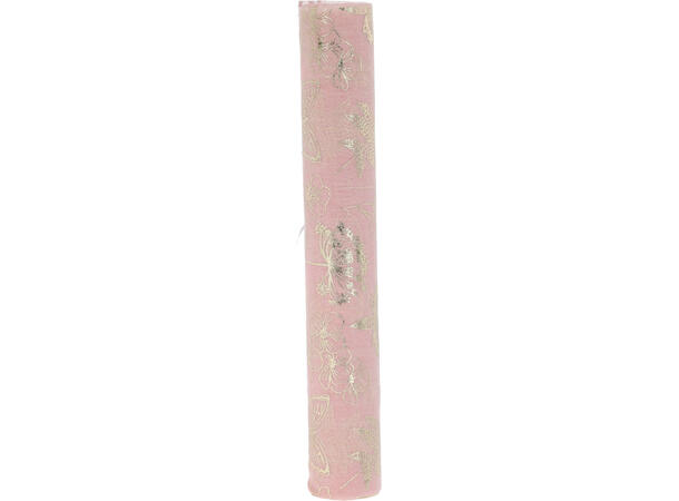 Dekorrull blomstret gull 28x250cm 4ass Display: 8 krem,8 beige,8 rosa,6 grønn 