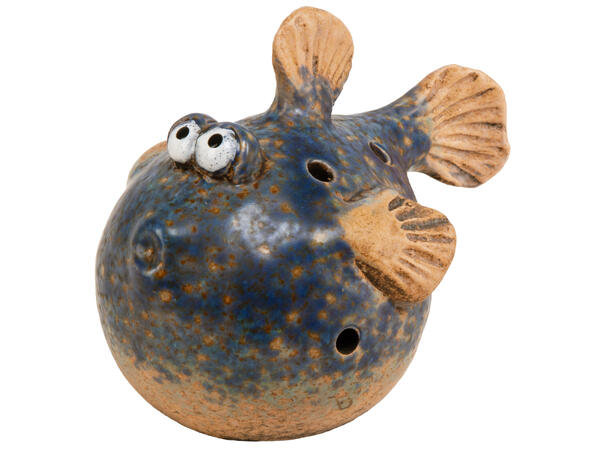 Fisk kulefisk blå keramikk 12x9,7x10cm Forpakning: 6stk Batteri: 2xLR44 inkl. 