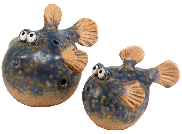 Fisk kulefisk blå keramikk 12x9,7x10cm Forpakning: 6stk Batteri: 2xLR44 inkl. 
