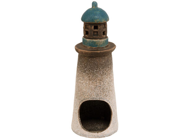 Fyrtårn telys blågrå keramikk 8,2x22,4cm Forpakning: 6stk 