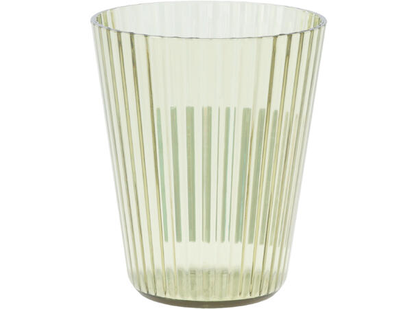 Glass stripet PS h:10cm 300ml 5ass Forpakn:24stk Rosa,beige,grønn,blå,m.blå 