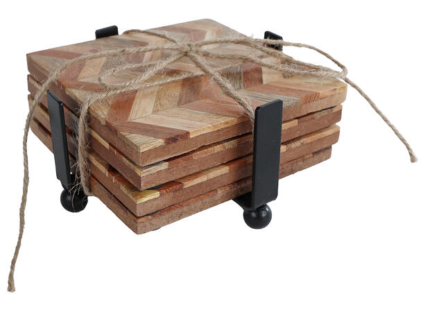Glassbrikke mangotre m/holder 10x10x6cm 