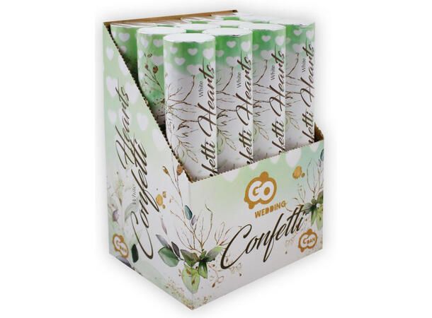 Konfetti Kanon hvite hjerter 30 cm Display 12stk 