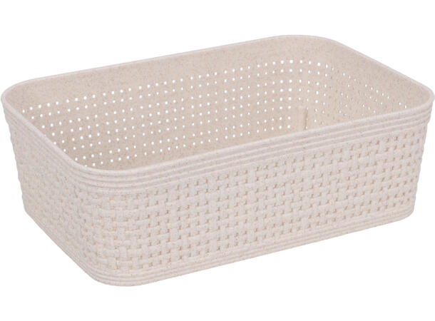 Kurv beige rutet design PP 19x14x6cm s/2 Vekt:80gram pr stk 