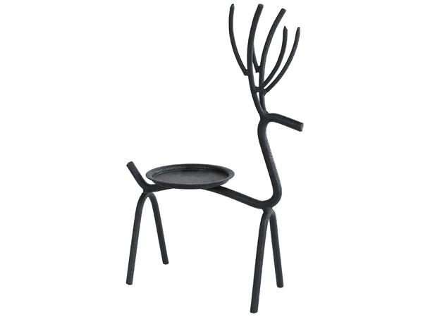 Lysestake kubbelys sort metal 17x7x27cm 