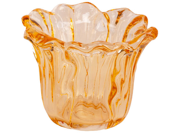 Lysestake telys blomst orange 10x10x8cm Forpakning: 6stk 