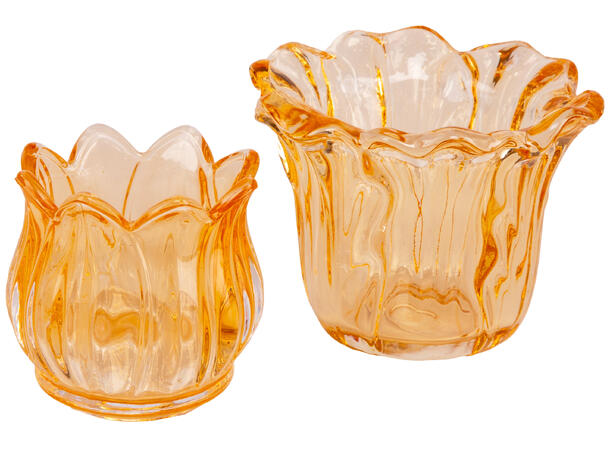 Lysestake telys blomst orange 10x10x8cm Forpakning: 6stk 