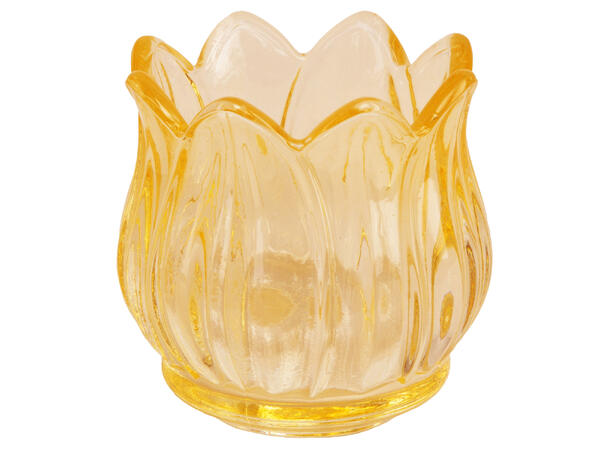 Lysestake telys tulipan gul 7x7x6,5cm 