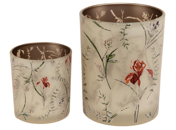 Lysglass blomstret lys grønn 10x12,5cm 