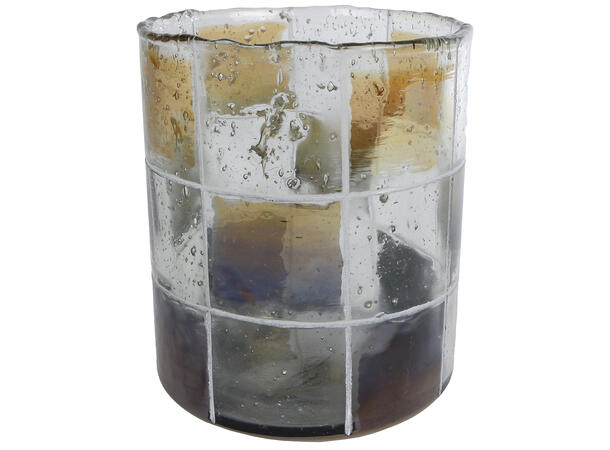 Lysglass brunt/grønn glass 11x11x13cm 
