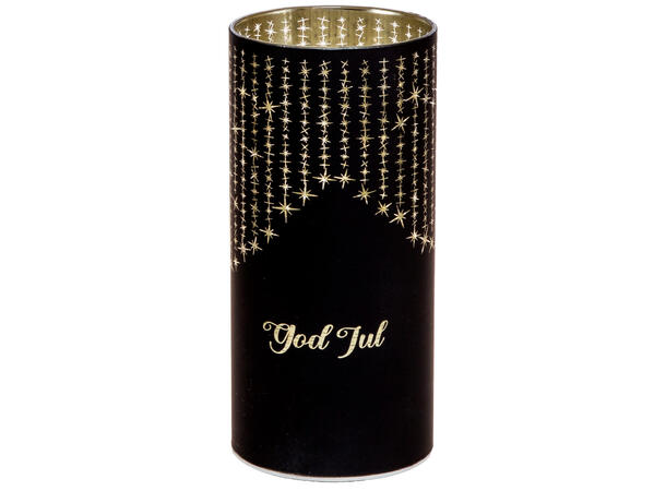 Lyslykt LED Istapp God Jul Sort 7x15cm Batteri: AAAx3 Timer 6/18t 10 ledpærer 