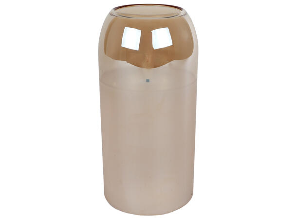 Lyslykt LED beige glass m/voks 7,5x15cm Batteri: 