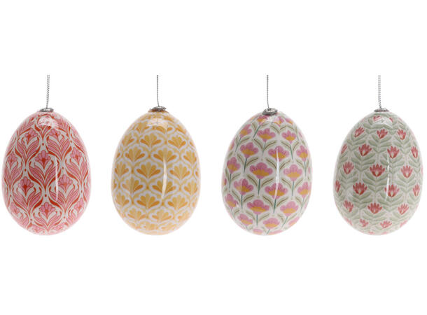 Påskeegg blomstret 7x10cm 4ass 48 stk pr display 