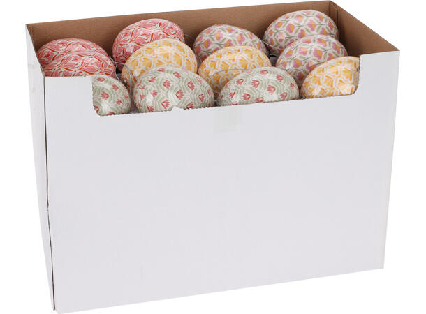 Påskeegg blomstret 7x10cm 4ass 48 stk pr display 
