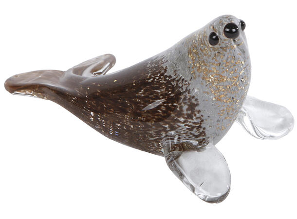 Sjøløve glass grå/brunsort 13x7,5x7cmx 