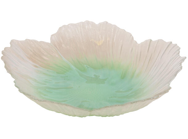 Skål blomst glass klar/grønn 26x6cm 
