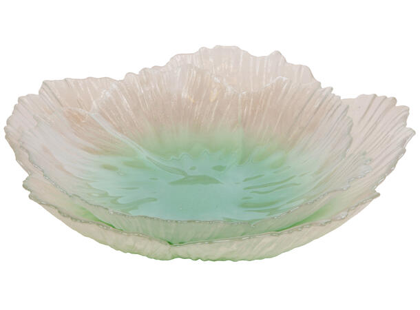 Skål blomst glass klar/grønn 26x6cm 