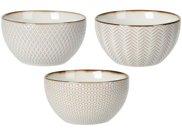 Skål keramikk beige m/gull 14x7,6cm 4ass Forpakning: 8stk 680ml 