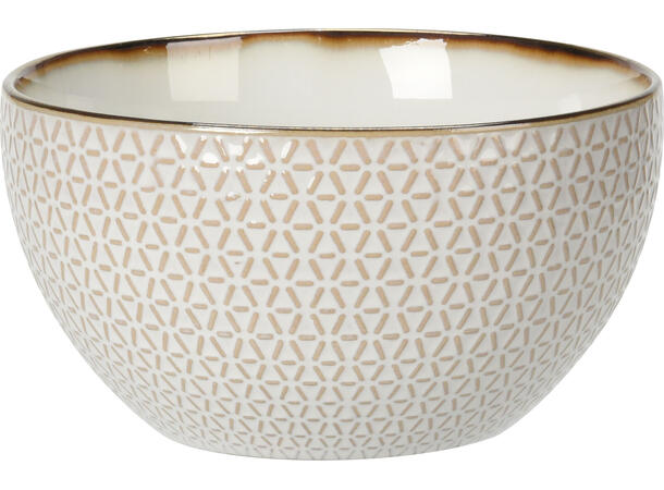 Skål keramikk beige m/gull 14x7,6cm 4ass Forpakning: 8stk 680ml 