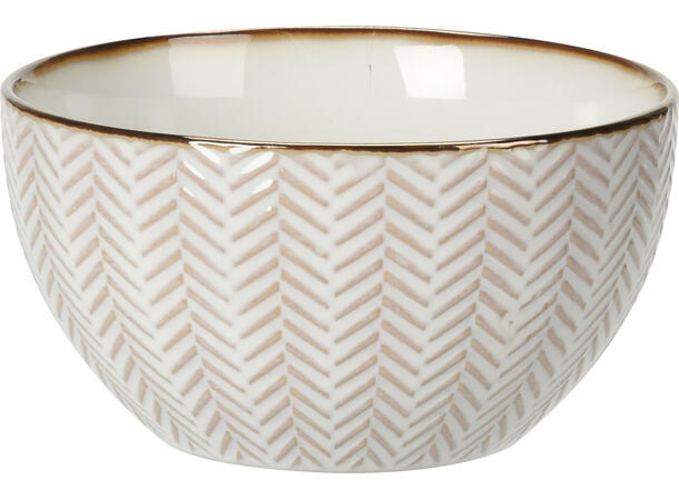 Skål keramikk beige m/gull 14x7,6cm 4ass Forpakning: 8stk 680ml 
