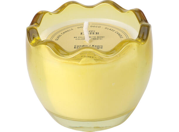 Stearinlys eggeglass 6,5x5cm 3ass farger 12 stk i display Farget voks Vekt:50gram 