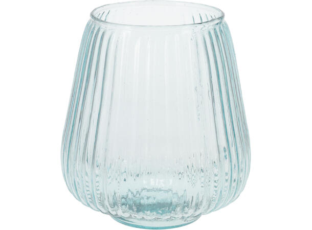 Vase stripet resirkulert glass 16,5x19cm Vekt:570gram 