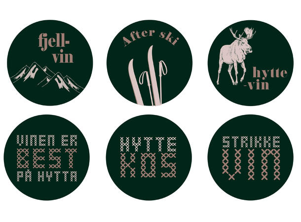 Vinkork Hytte og Fjell Sort 6ass Display 48stk Str 3,8x2,8cm 