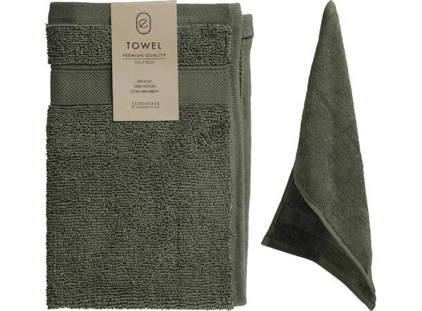 Håndkle mørk grønn 30x50cm Forpk 12stk 100 % Bomull 550g/m 