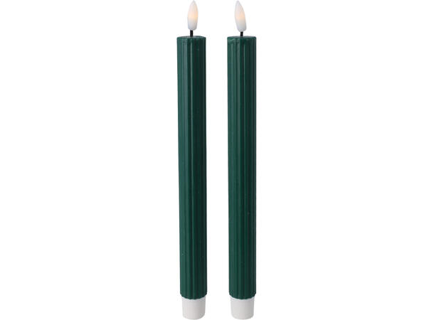 Kronelys LED brun/grønn be.flamme 25cm 2 Batteri:2xAA Timer:6/18t Fjernkontr.3ass 