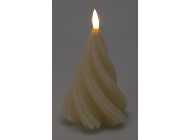 LED Stearinlys Juletre vridd hvitt 13cm Batteri:1xCR2032 Inkl Timer:6/18timer 