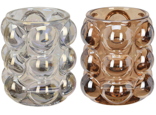 Lysestake glass amber klar 9x9cm 2ass 