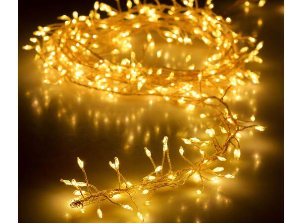 Lyslenke 100 LED varmhvit Klynge 1m Display 24stk Batteri 3xAA Timer 6/18t 