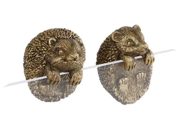 Pinnsvin til kant gull polyresin h:7cm Forpk 12stk 4x3x7cm 5,5x5x7cm 