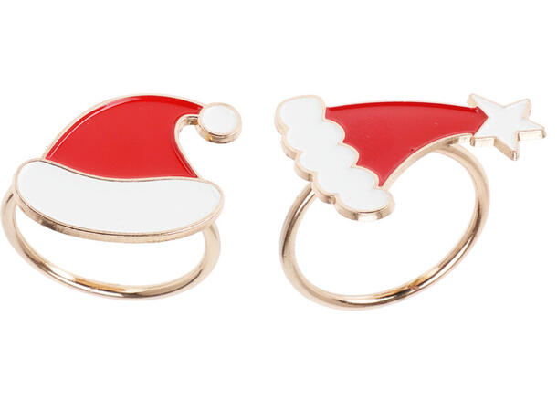 Serviettring nisselue met rød 4stk 2ass Display 12pk 5cm 