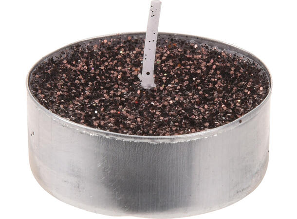 Telys brun m/glitter eske m/8 lys Display m/24 sett 