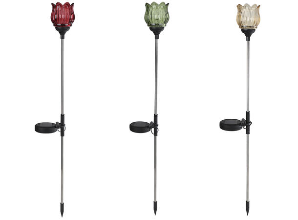 Blomsterpinne Tulipan LEDSolar 79cm 3ass Metallpinne 
